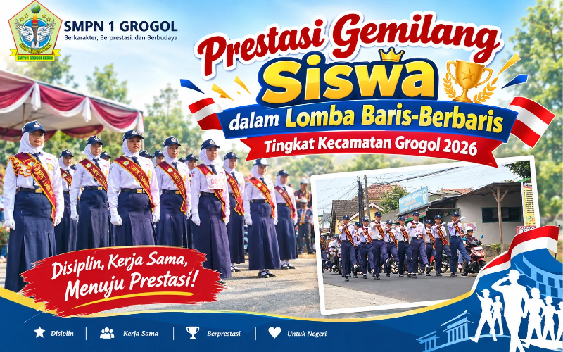 SMPN 1 Grogol Raih Prestasi Gemilang dalam Lomba Baris-Berbaris Tingkat Kecamatan Grogol