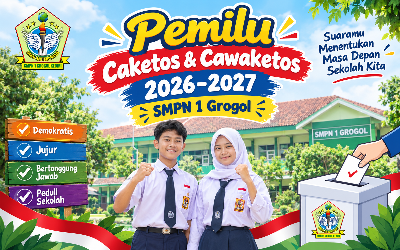 Suara Siswa, Masa Depan Sekolah.  Pemilu Ketua &amp; Wakil Ketua OSIS SMPN 1 Grogol Masa Bakti 2026–2027